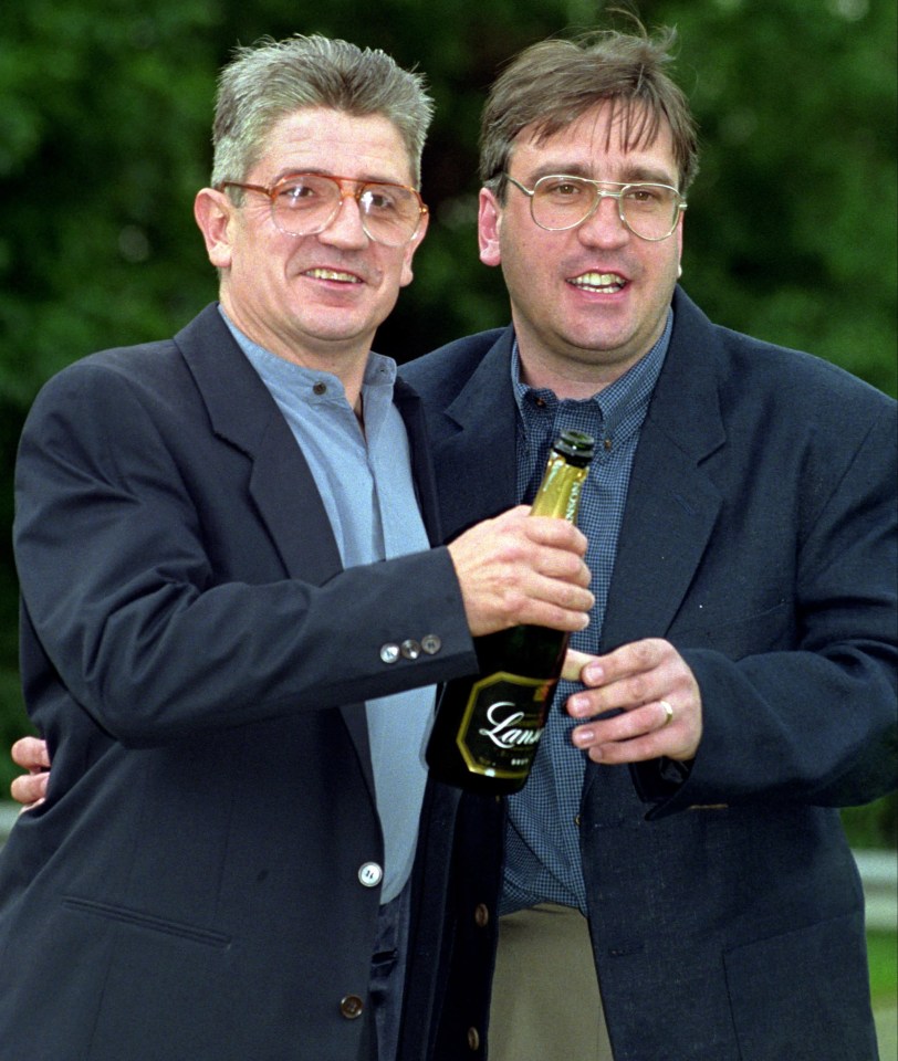 Mark Gardiner, right, and Paul Maddison won £22.5m on the National Lottery in 1995