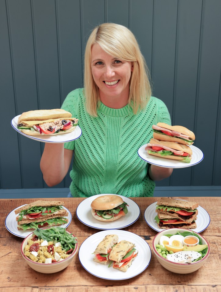 Sandwich Test with Lynsey Hope, photographed by Oliver Dixon for Sun Features - 10 July 2023. Photo shows Lynsey with the sandwiches.