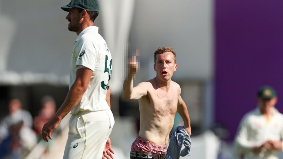 The topless fan swore at Australia cricketers