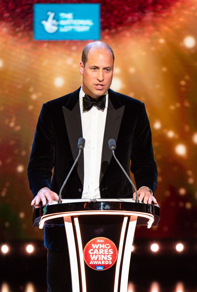 Prince William on stage at the awards in 2021