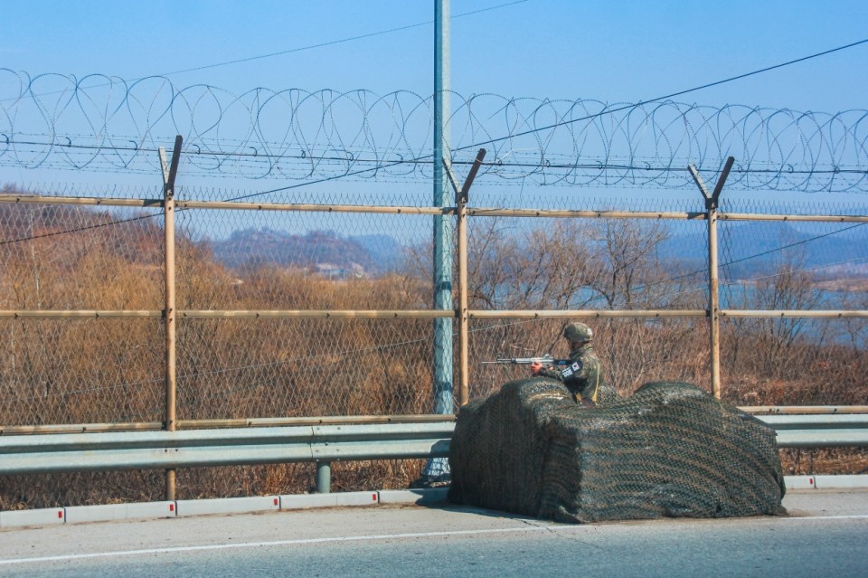 The heavily fortified DMZ separates North and South Korea