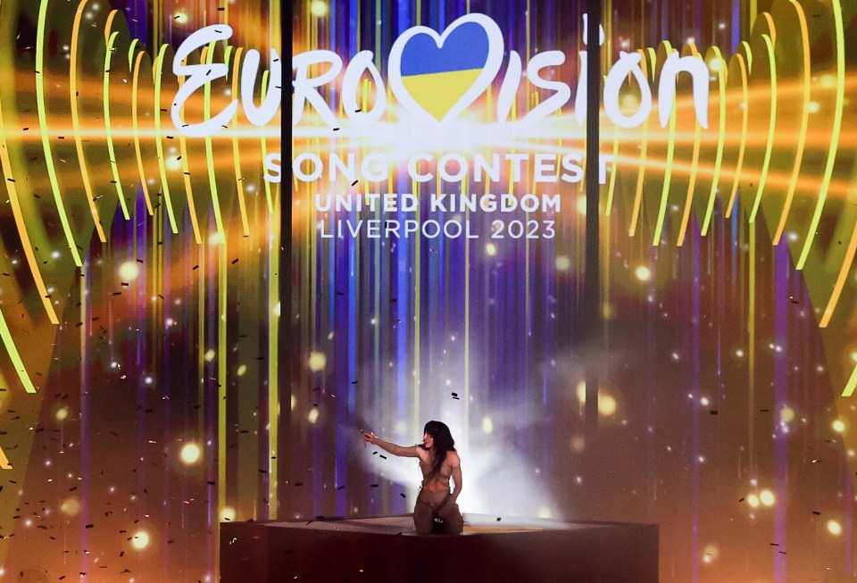 Sweden's Loreen appearing on stage after winning in Liverpool