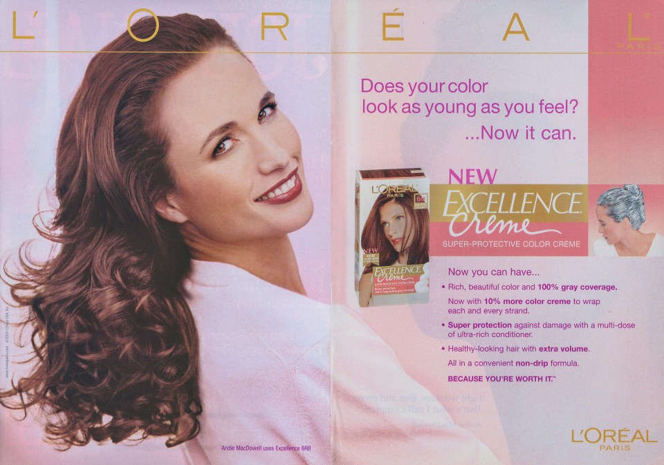 Andie MacDowell signed up as a spokesmodel in 1986 and is the company’s longest-serving ‘face’