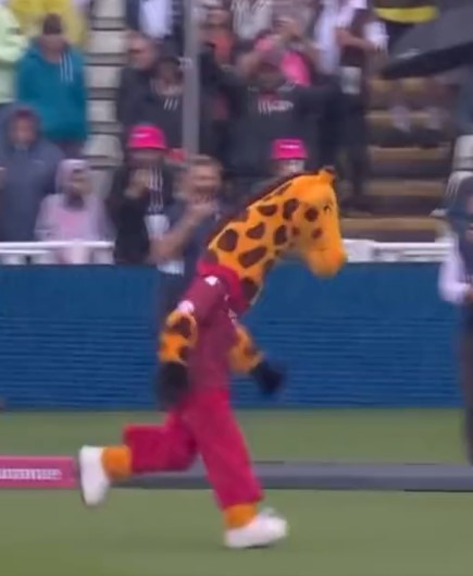 Lanky the Giraffe was accused of cheating in the mascot race