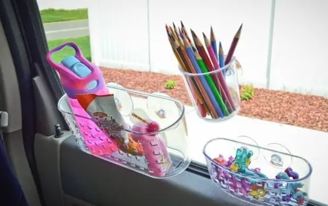 Suction Cup Baskets</p>
<p>Use special baskets with suction cups inside your car by sticking them onto the windows so that your children can store their toys and other kiddie supplies in one place.</p>
<p>//www.cars24.com/blog/car-hacks-tricks-and-diy-hacks-for-everyone/