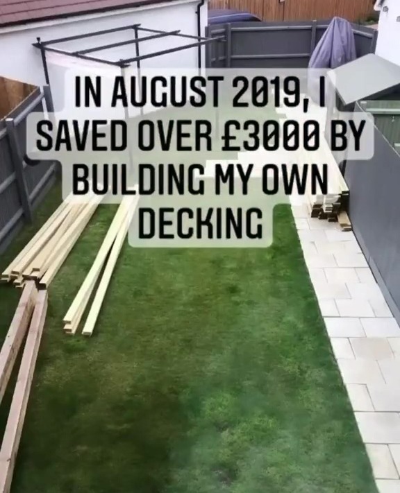 A woman built decking herself after being quoted exorbitant prices