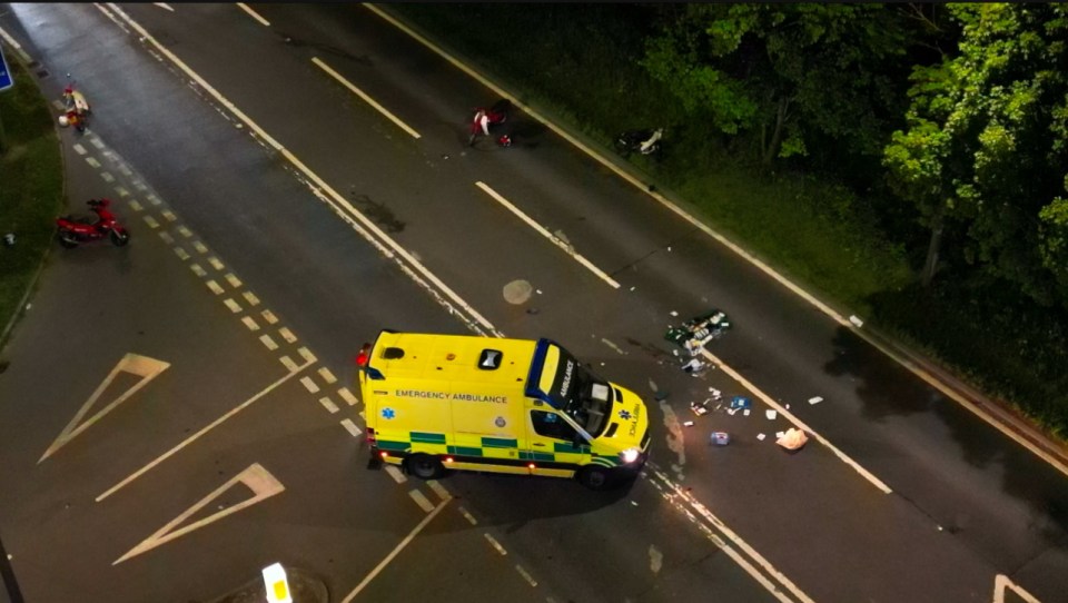 The ambulance at the scene in Barnsley