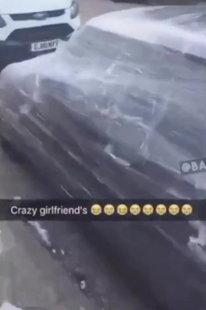 A passer-by thought it the work of a 'crazy girlfriend'