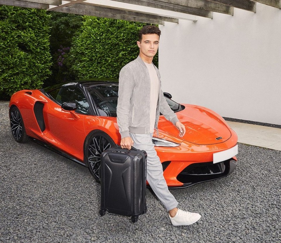 Lando recently showed off his stylish orange McLaren 570GT, which comes with a price tag of around £169,000