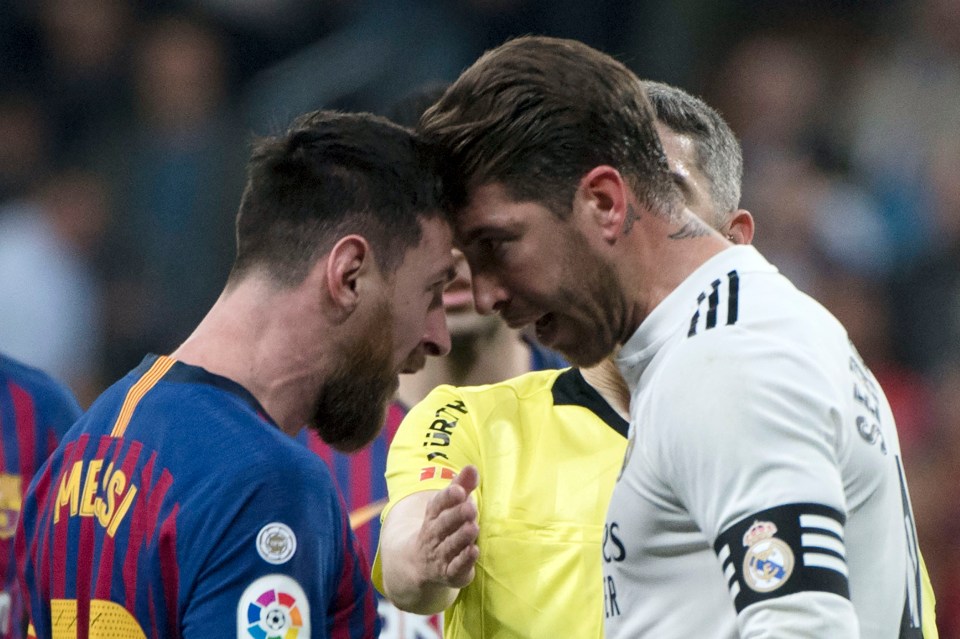 Real Madrid legend Sergio Ramos, right, could be set to join Barcelona icon Lionel Messi, left, at Inter Miami