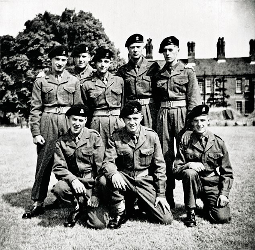 Sir Michael, forth from right in the back row, with the Fusiliers in 1951 during his national service