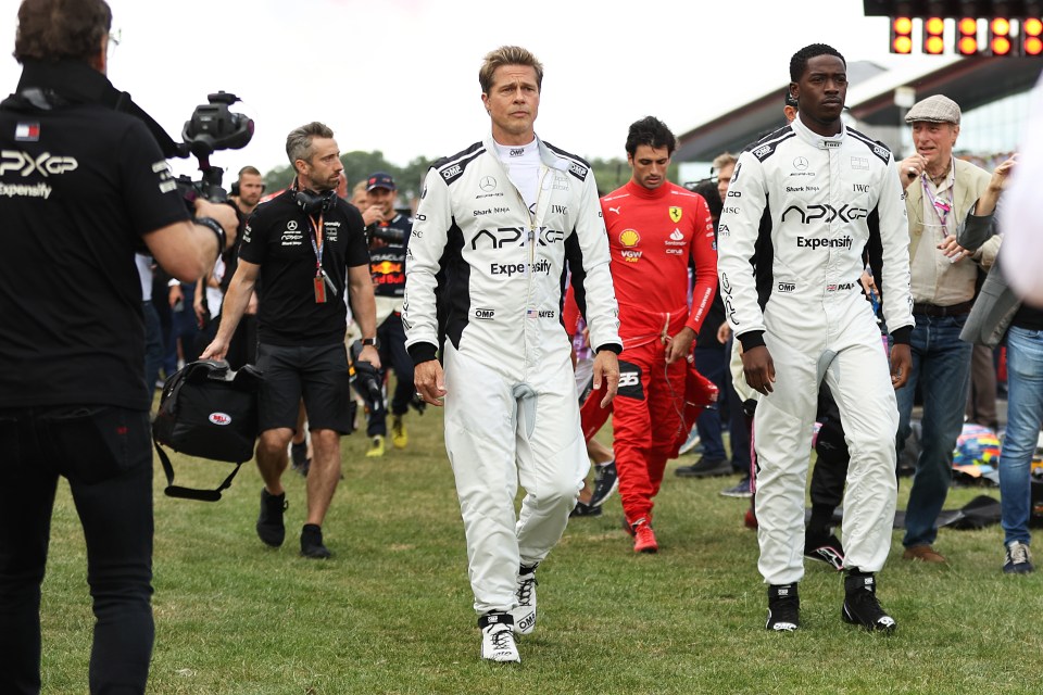 The actor was at Silverstone yesterday for his upcoming Formula One movie