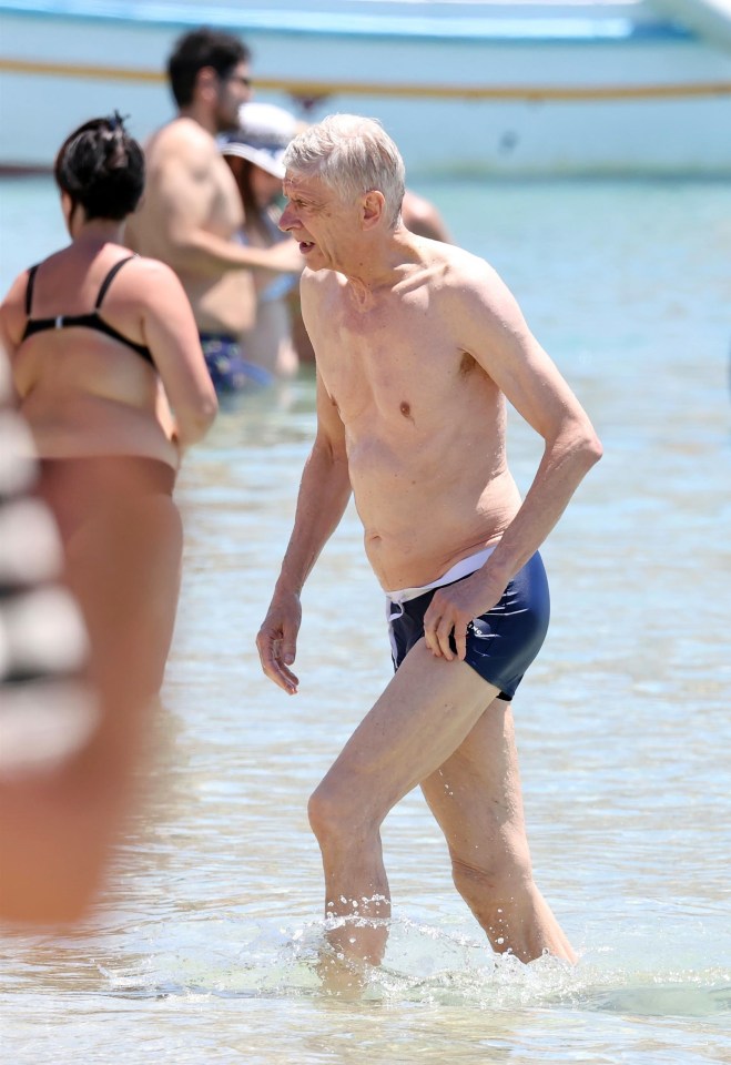 Wenger later went for a dip in the Aegean Sea