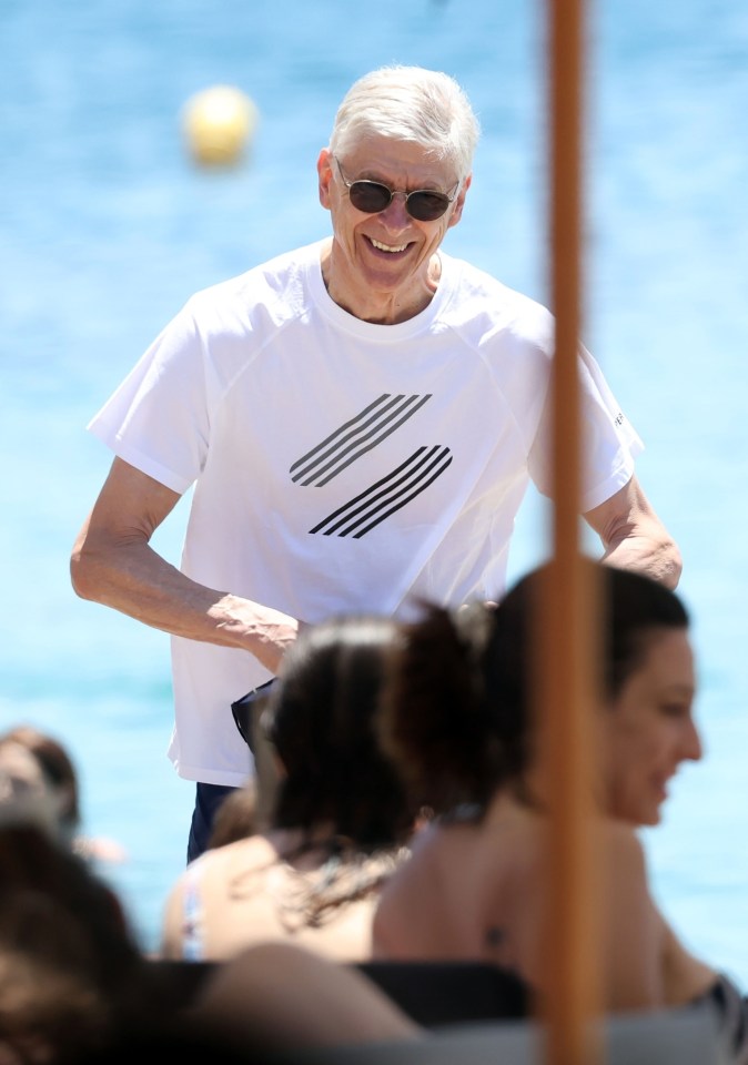 The legendary Arsenal boss was all smiles as he caught some sun in Mykonos, Greece