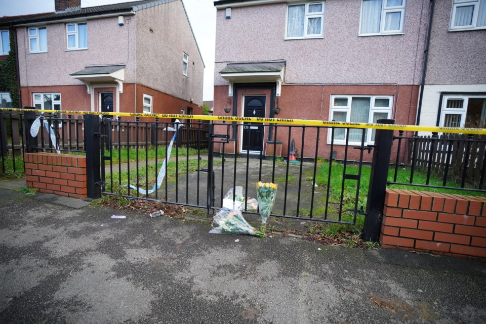 Floral tributes left outside the home