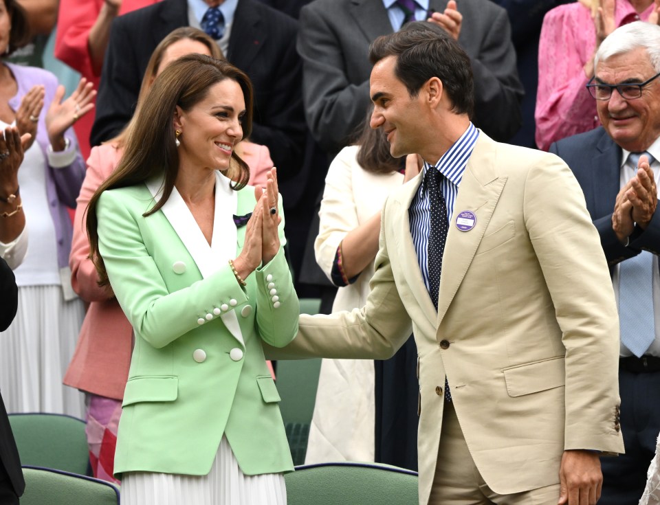 Kate was reunited at Wimbledon with eight-time champ Federer