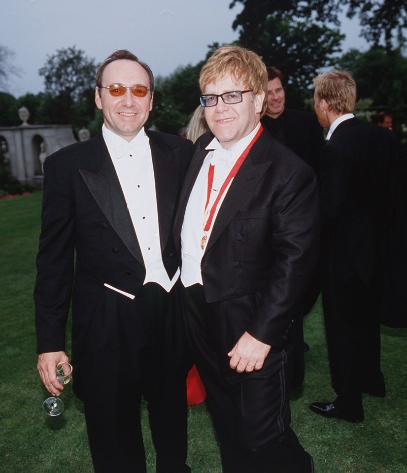 Sir Elton John, pictured with Kevin Spacey at the singer's 2001 gala ball, took the stand as a defence witness for the actor and director