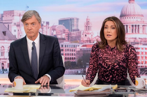 Editorial use only Mandatory Credit: Photo by Ken McKay/ITV/Shutterstock (13848220n) Richard Madeley, Susanna Reid ‘Good Morning Britain’ TV show, London, UK – 28 Mar 2023