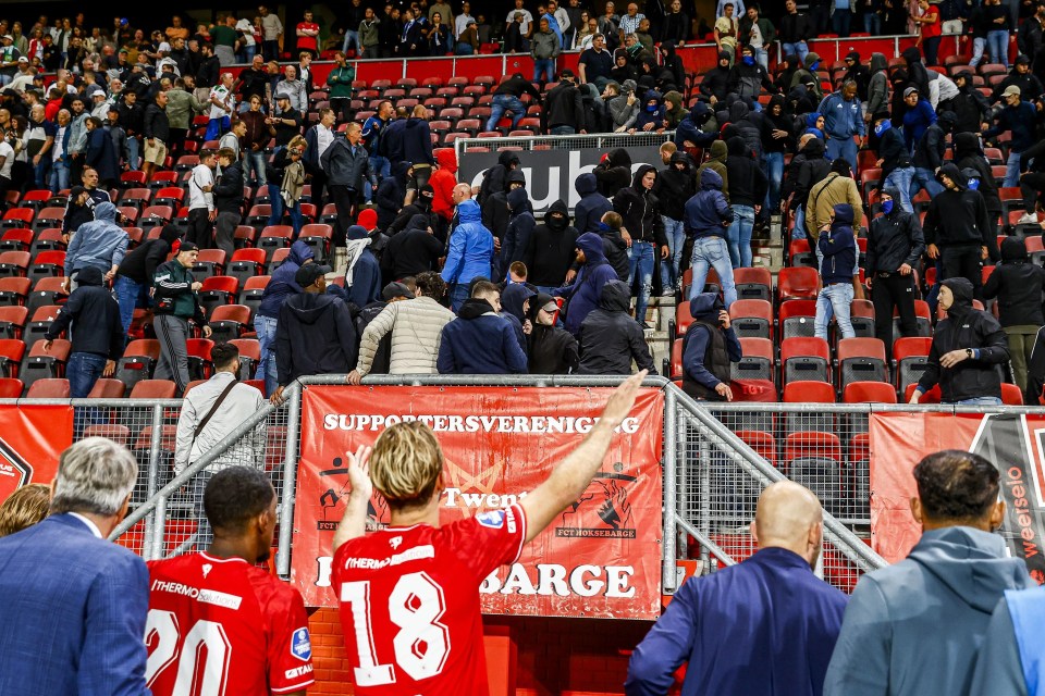 The De Grolsch Veste stadium descended into chaos