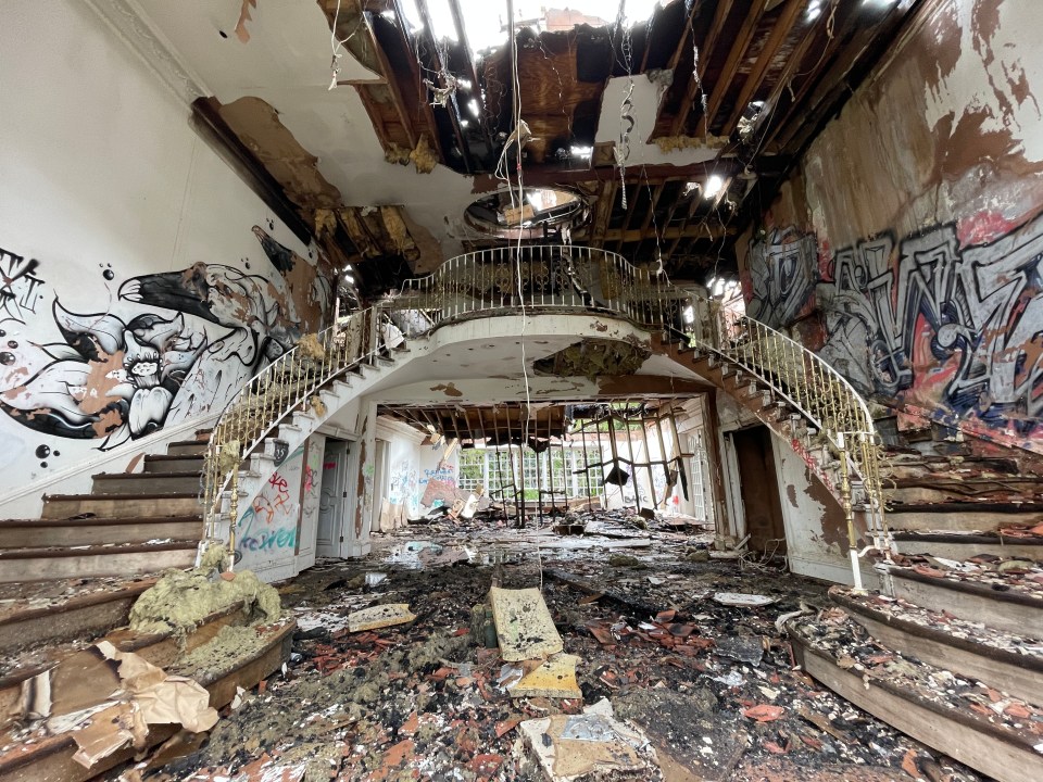 The fire gutted the inside of the derelict mansion