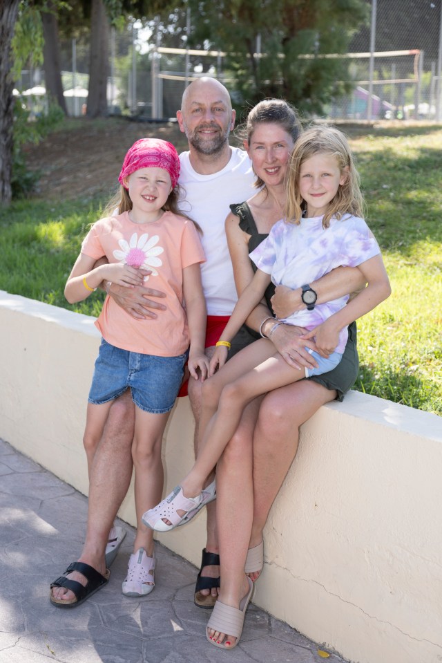 Toby, Louise and daughters Zara and Jasmin had to flee Rhodes in just their swimwear