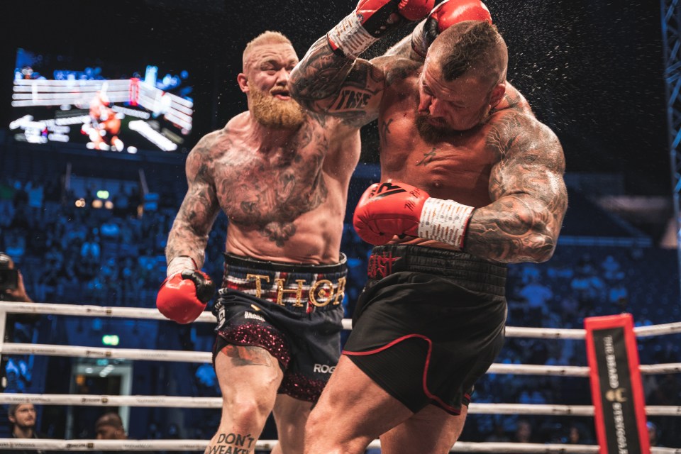 Hall and Thor battle last year in the 'World's Heaviest Boxing Fight', which Danni hosted