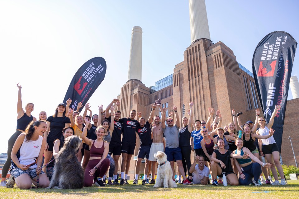 Bear hosted a free workout at Battersea Power Station in London