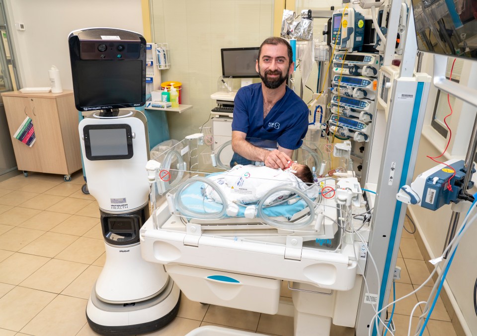 Baby Yousef is being closely monitored by a state-of-the-art £60,000 tool that allows medics to check on him regularly