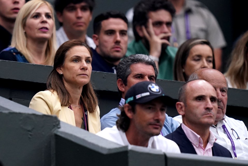 Virginia Garfia Escandon (right) and Carlos Alcaraz Gonzalez (hidden) at the 2023 Wimbledon Championships