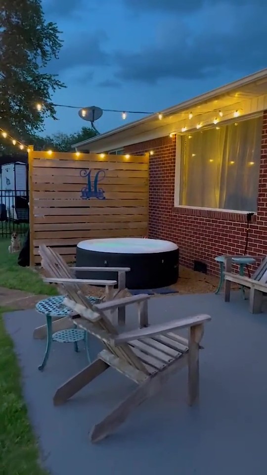 A hot tub finished the luxury makeover