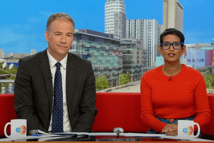 Naga Munchetty today had a cheeky exchange during her live link up with Saturday Kitchen