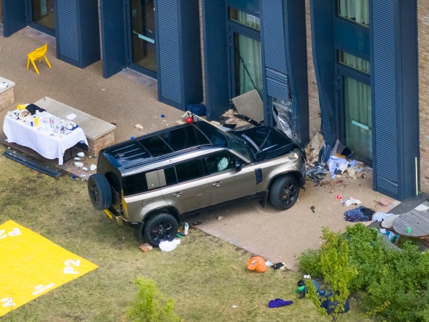 A Land Rover ploughed into the school injuring 16 people and killing one young girl