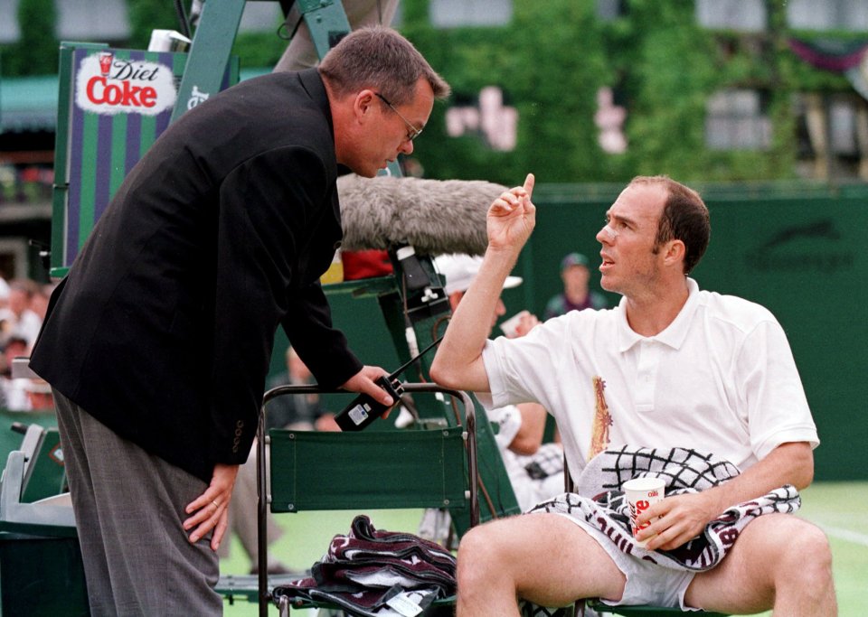 Jeff, pictured in 1998, was no stranger to having a cross word with umpires at Wimbledon