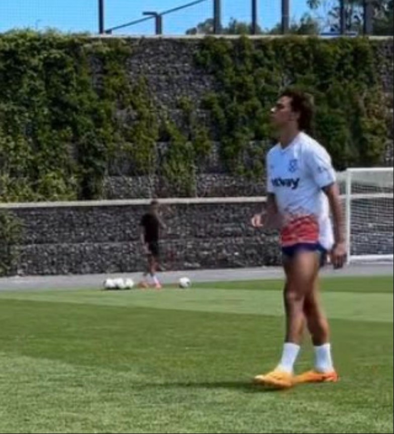 Joao Felix took part in a shooting drill in a West Ham shirt