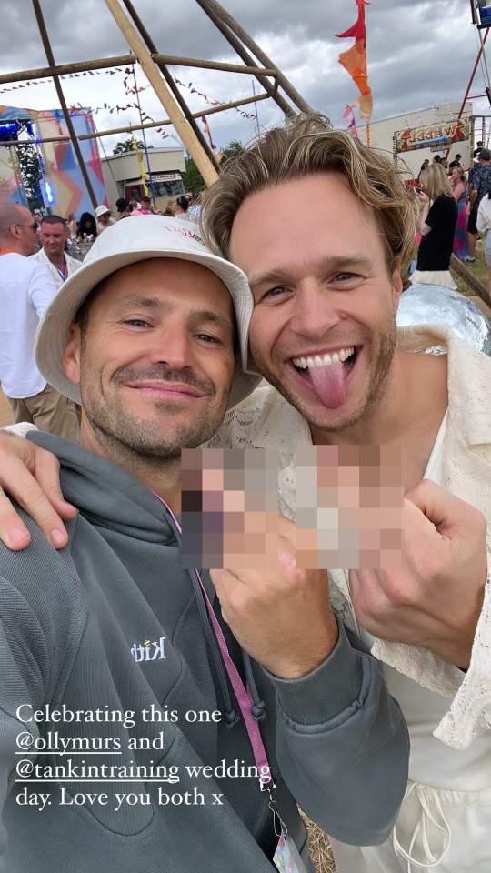 Mark partied with Olly Murs at his festival-themed wedding