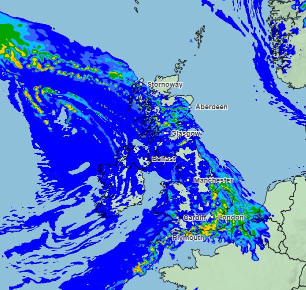 A band of rain is set to sweep in and blanket the UK early on Thursday