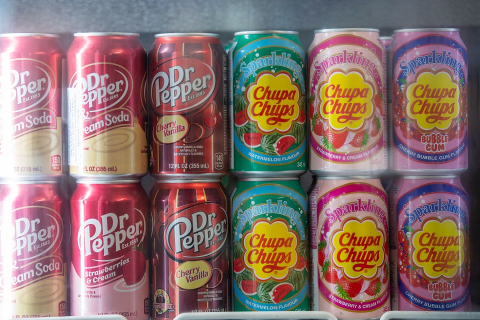 Cans of pop go for around £1.50