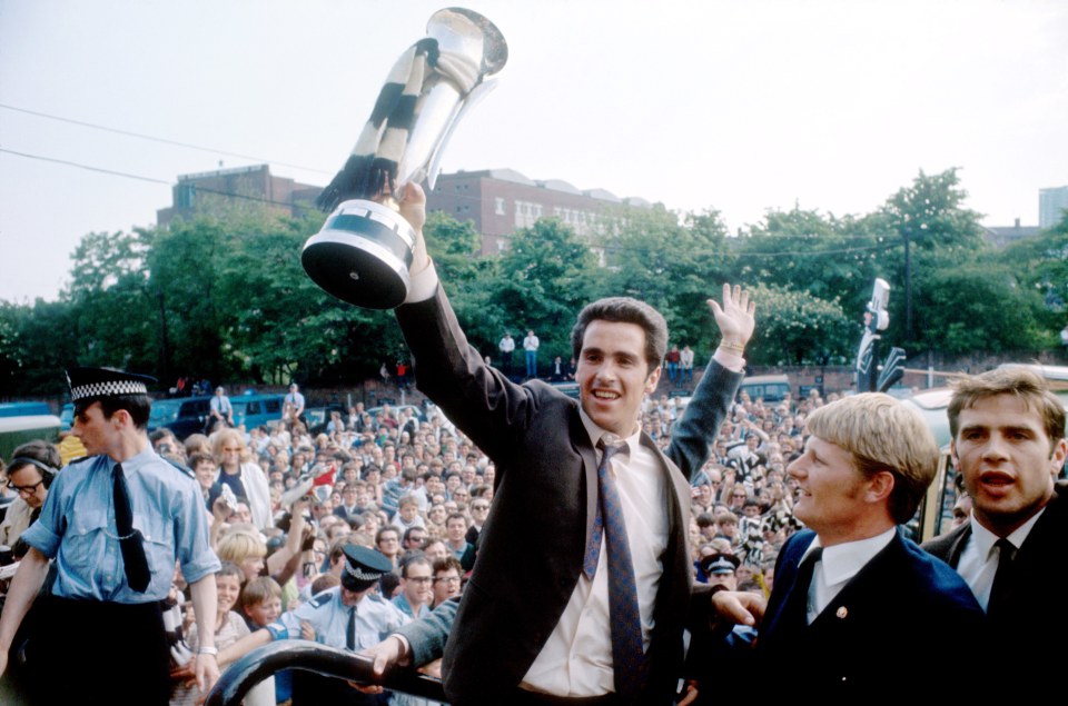 Newcastle captain Bobby Moncur with the Inter-Cities Fairs Cup in 1969