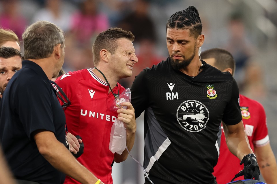 The 28-year-old required oxygen as he left the pitch