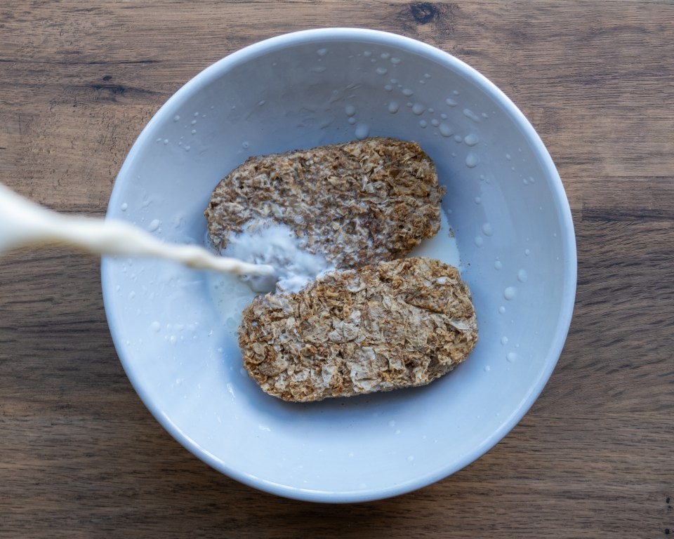 Add milk into the bowl before placing your Weetabix in as it helps to keep them crunchy