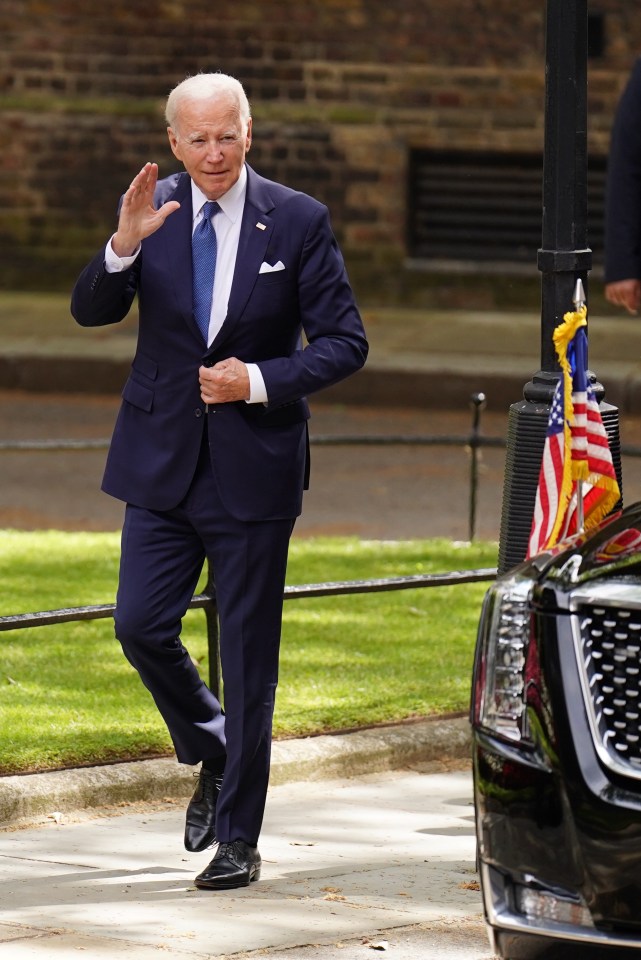 President Biden smiled and waves at cameras this morning as he arrived