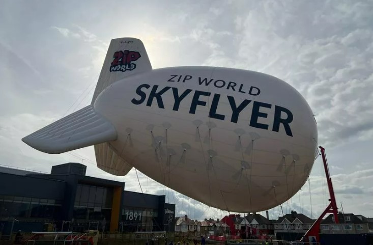 Locals in Rhyl are fuming about a helium blimp across the road