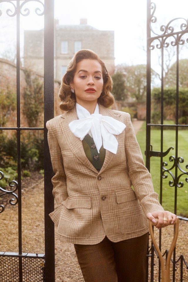 Rita Ora posed in a tweed suit as she opened up about her marriage to Tatler