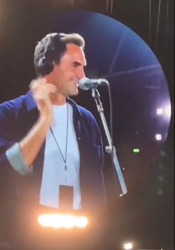 The tennis icon joined Coldplay to sing on stage last night at a Zurich concert