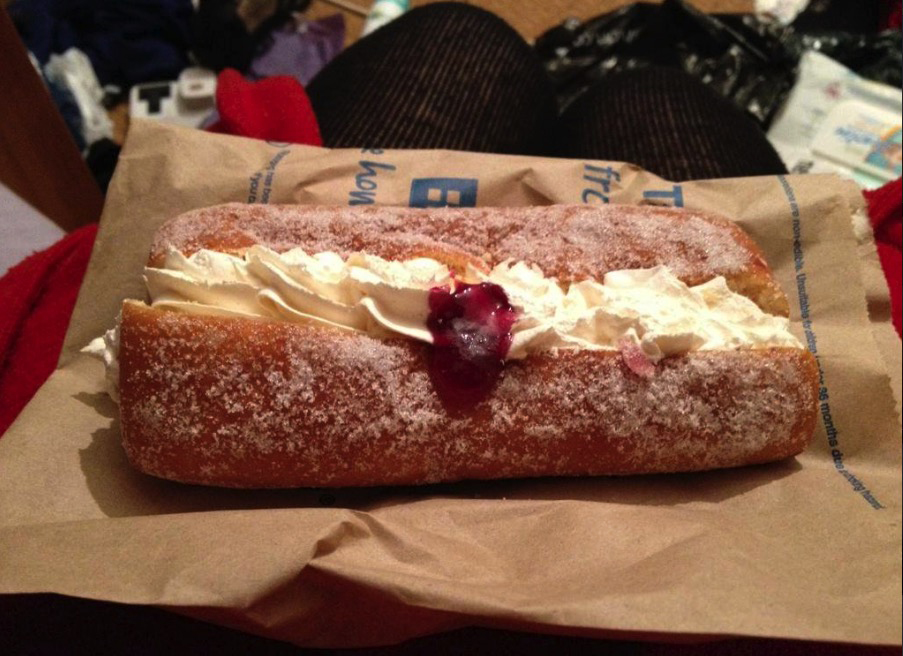 This cream-topped vanilla doughnut is only available in Scottish stores