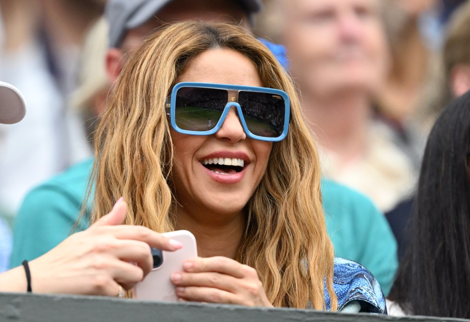 Shakira watched the tennis on Centre Court yesterday