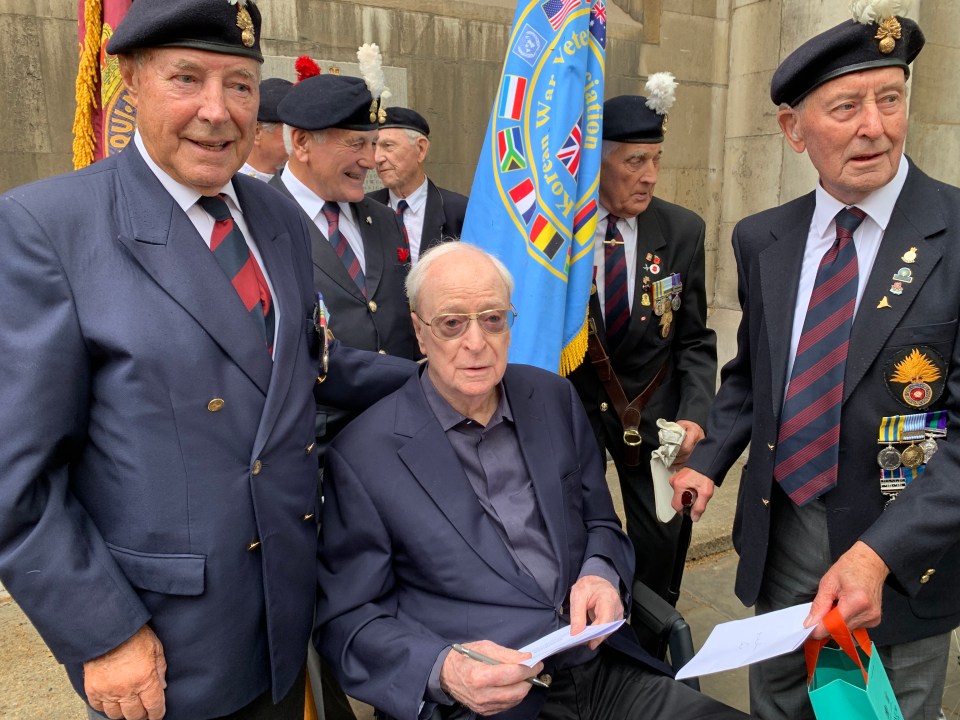 Royal Fusiliers vets including Sir Michael Caine and Mike Mogridge, left, in London last month