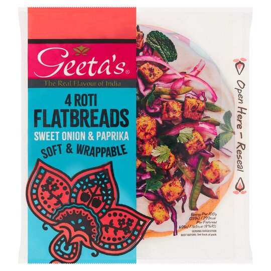 Geeta’s soft roti flatbreads are now £1.50 for four with a Tesco Clubcard