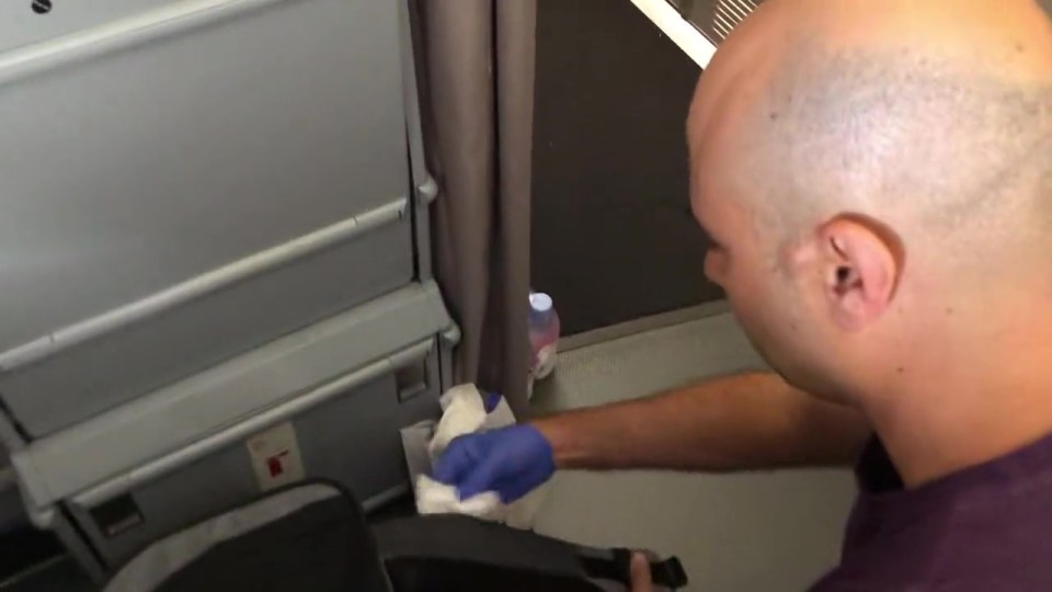 Habib Battah filmed the grim moment he discovered blood under his seat on a plane