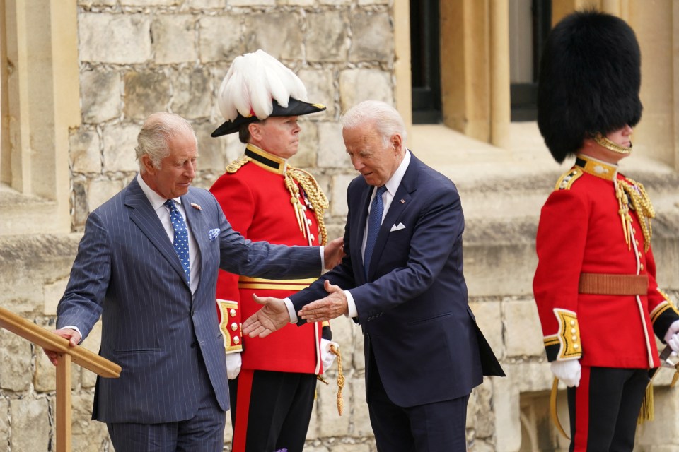 King Charles met Joe Biden as he touched down in the UK